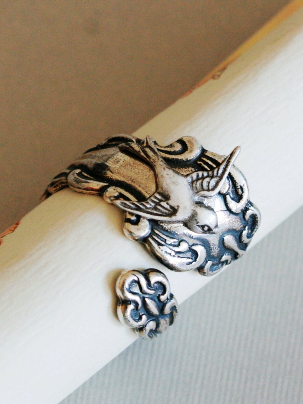 Antique Spoon Ring,Bird Ring,Sparrow Silver Spoon Ring,Antique Ring,Silver Ring,Wrapped,Adjustable,Bridesmaid.