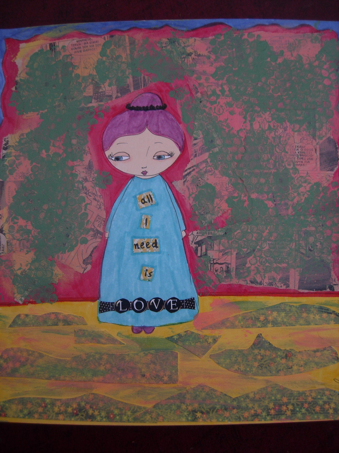 All i Need is Love - ART PRINT of my Original mixed media painting on watercolor paper