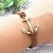 SALE Pretty retro copper 3d anchor with brown leather hand chain bracelet pendant jewelry punk style