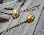 Gold Shell Hair Pins - Handmade by Rewondered D202P-00002