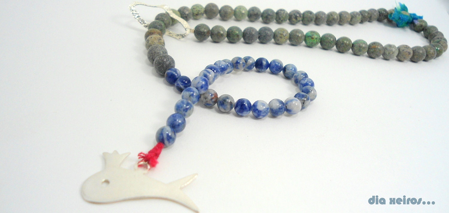 sterling silver crowned whale blue gem necklace,adjustable with several semi precious stones in beautiful blues,JA0081 turqouise,lapis