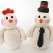 Winter wedding cake topper, snowman, bride and groom