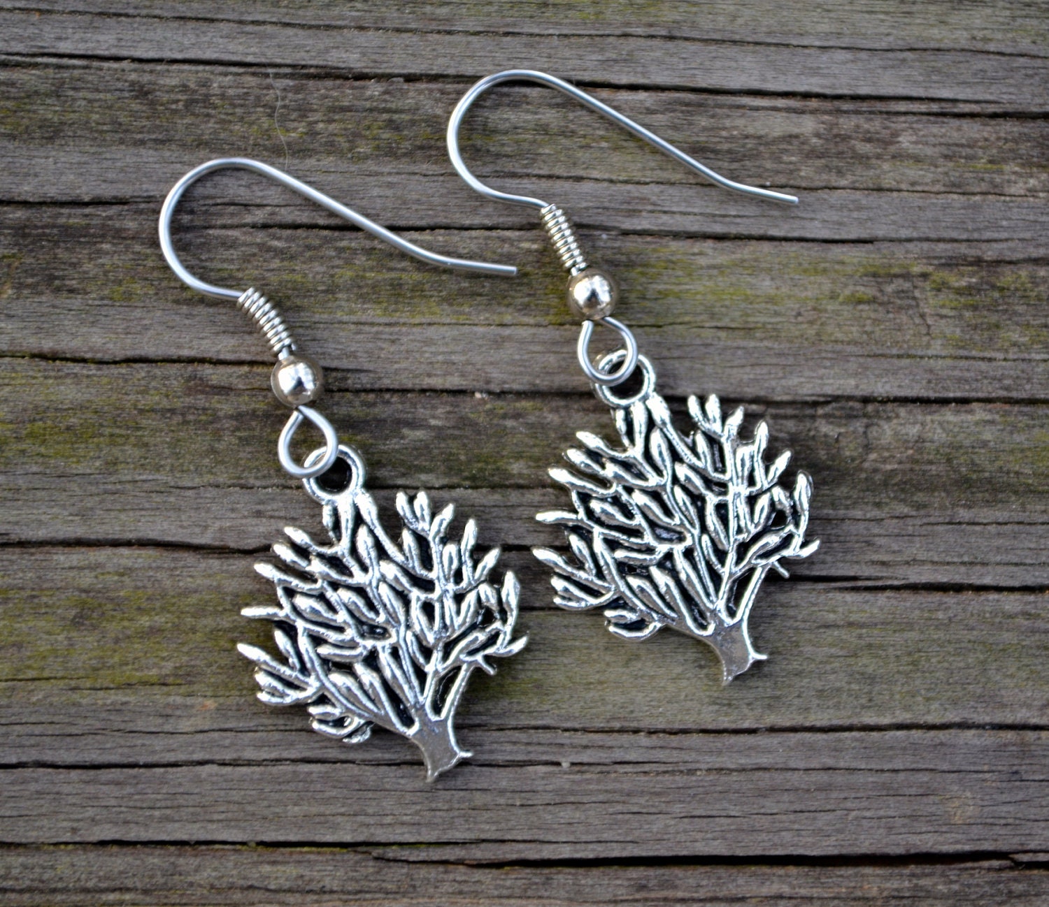 Antiqued Silver Trees . Earrings