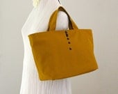 SALE 10% Dark Mustard Handbag / Canvas Tote / Market / Shopping Purse / Diaper bag / Unisex Men Women - Jane