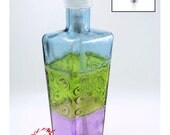 Soap or Lotion Dispenser. Recycled Art on Glass Bottle with Clear Pump.