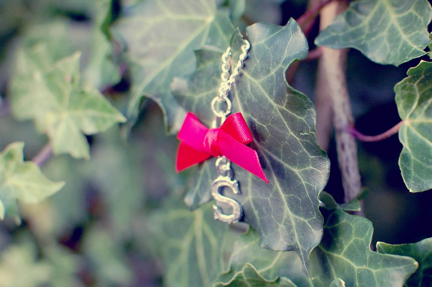 A Ribbon at a Time - Silver plated initial & ribbon necklace by benitablue