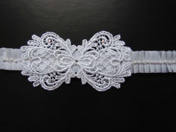 Vintage Style Hair Band - Lace Appliques with Hand Beading and Rhinestones