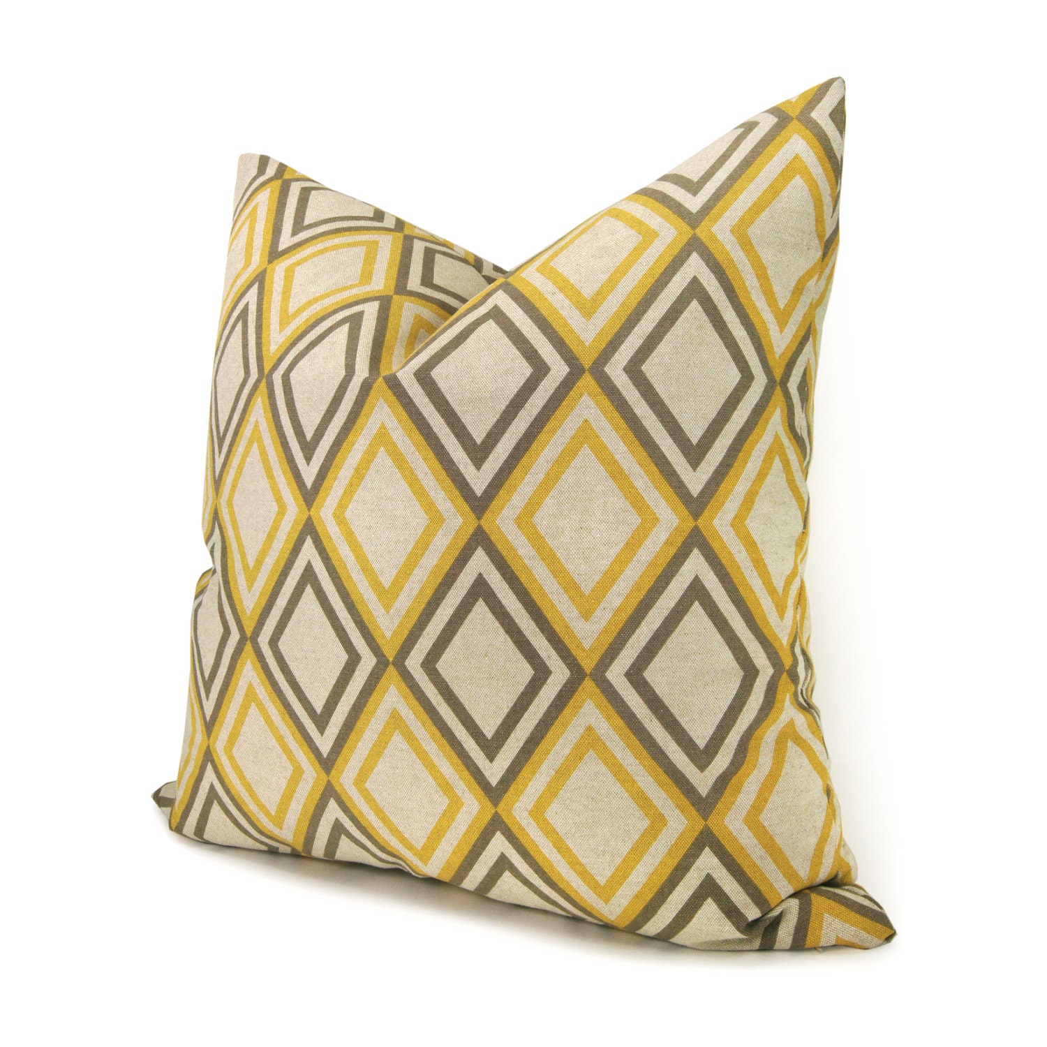 Gray and yellow pillow covers, Geometric pillow, Modern home decor - 20x20 Diamond print pillow cover, 20x20 decorative pillow cover