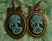 Blue and Black Skeleton Lady Earrings