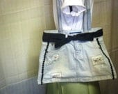 PURSE TOTE  Repurposed DENIM Blue Jean Diaper Book Bag JouJou Brand Light Blue, Black Accents