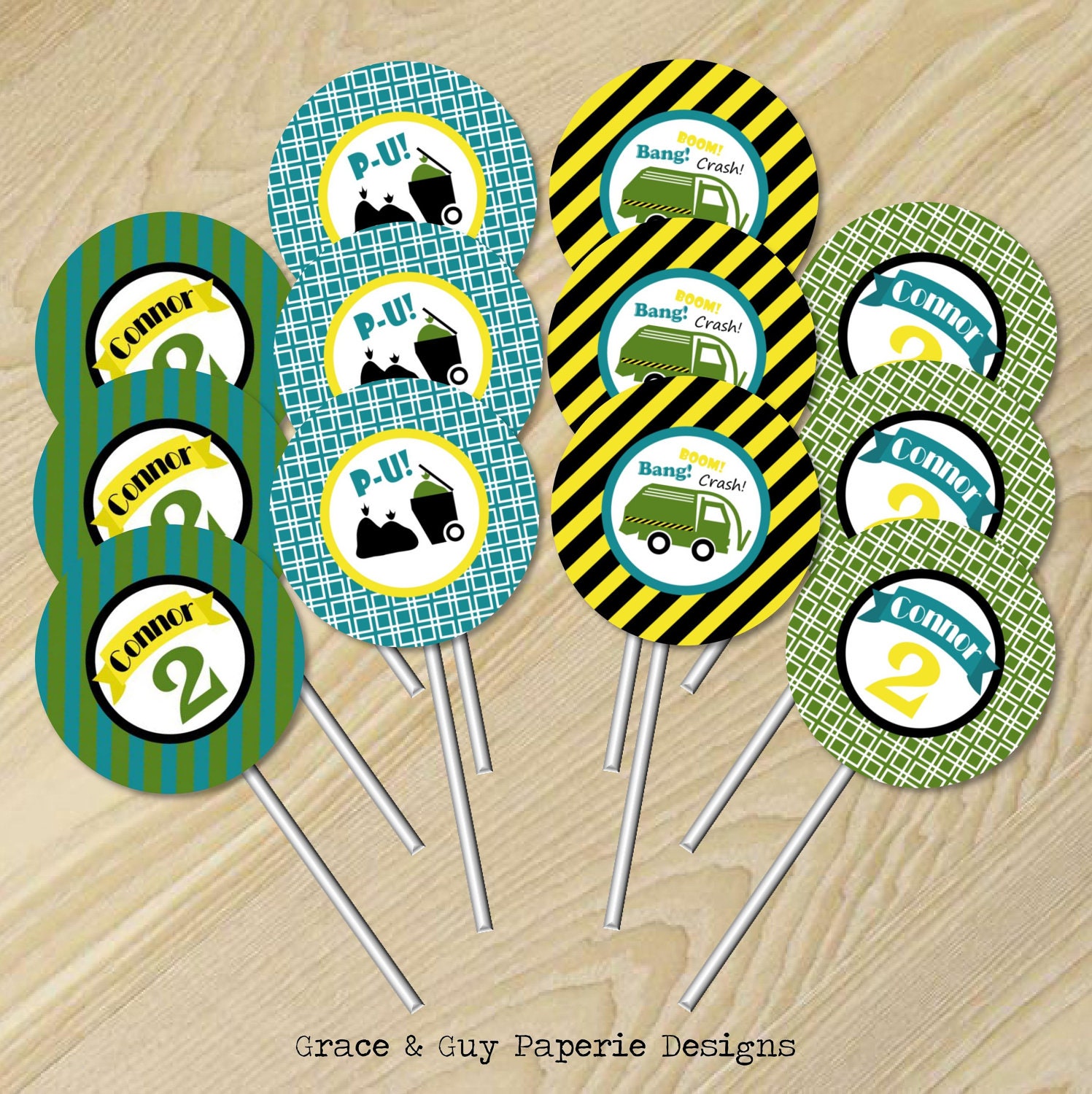 Garbage Truck Birthday - Garbage Truck Party Labels - Custom Food Labels