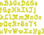 Back to School Font - monogram machine embroidery design - caps, letters and numbers in 1 inch and smaller