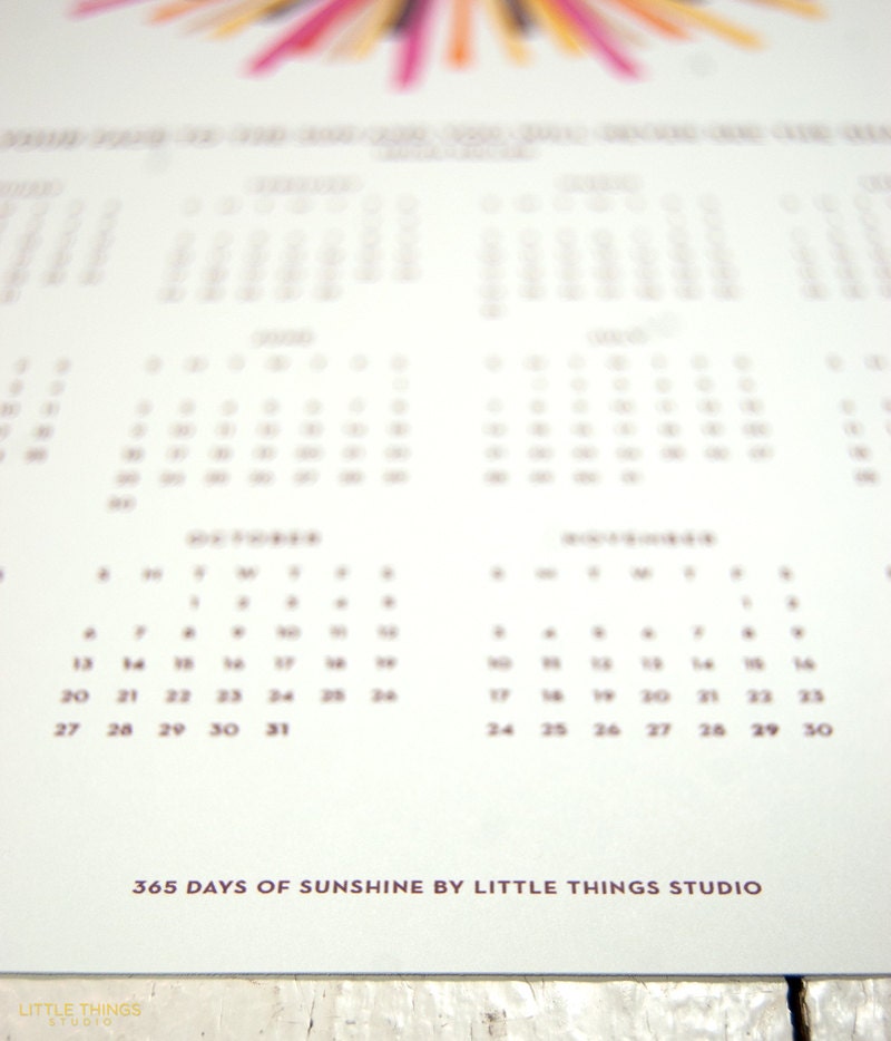 CLEARANCE 50% OFF 365 Days of Sunshine Wall Calendar in Cream