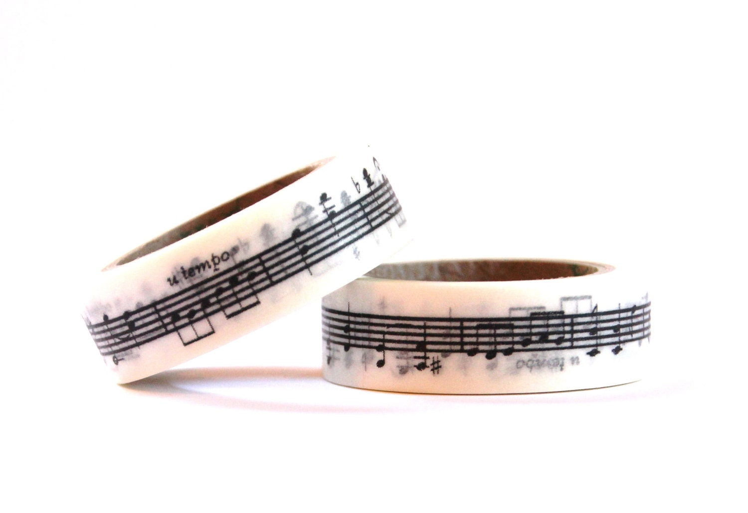 1 Roll of Black and White Music Notes Masking Tape / Japanese Washi Tape (.60 inches x 33 feet)