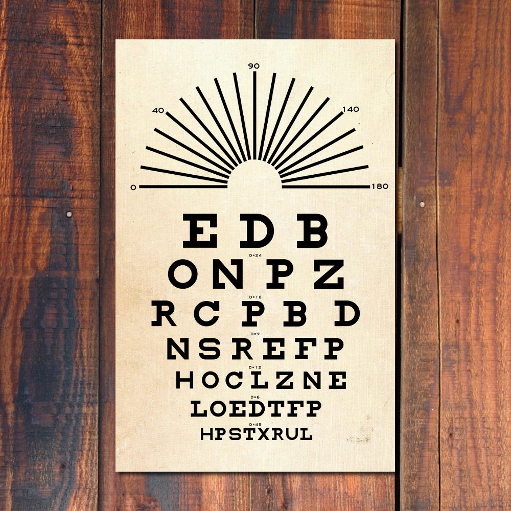 Eye Chart Print. Typography Poster.  Vintage Art Poster. Gift. 11"x17"