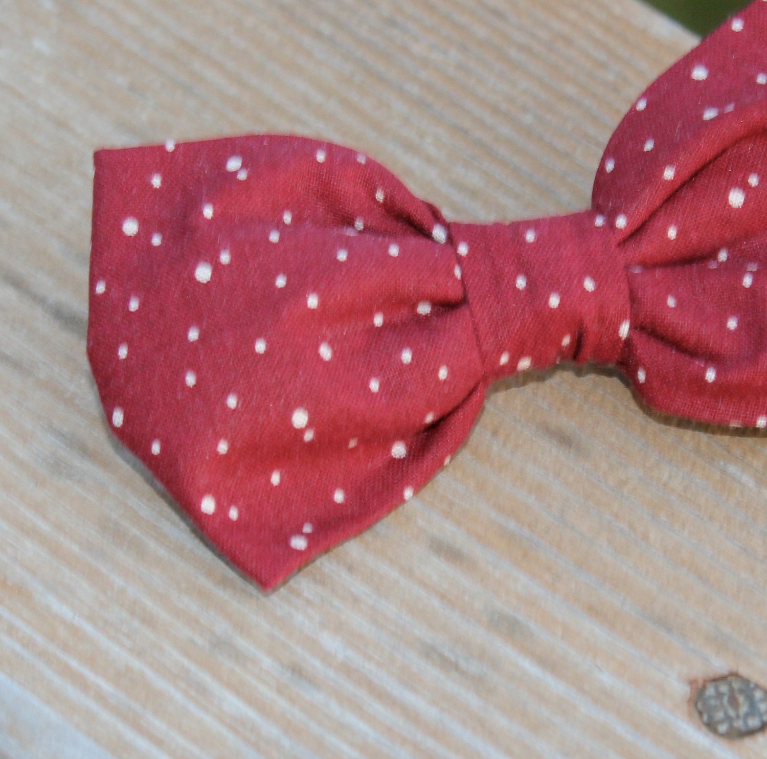 Burgundy and Cream Pin dots Bow Tie for boys - clip on