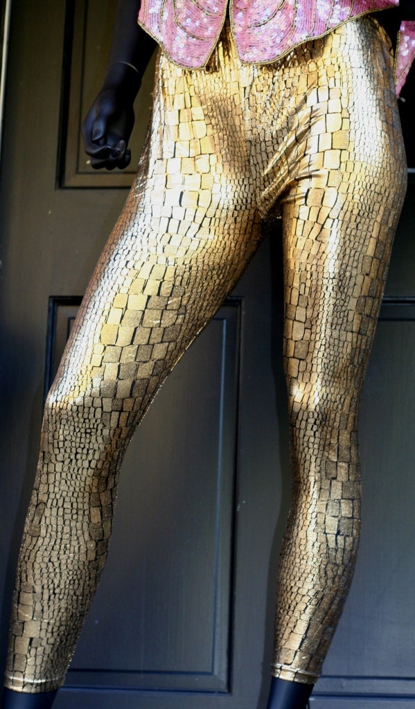 Shuga Momma....Gold Snakeskin print skinny leg leggings