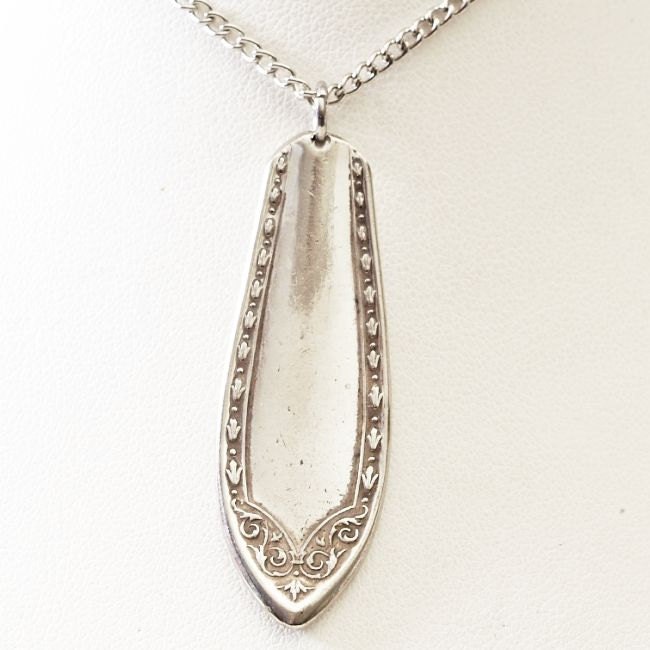 Vintage, Art Deco, Silver Spoon Pendant, Silver Spoon Necklace (S-57)