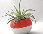 Mini Air Plant Colorblock Container Pod // Coral & White Plant Vessel // Home and Garden