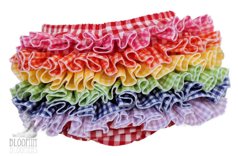Rainbow Gingham Bloomer Mini Ruffle Diaper Cover
