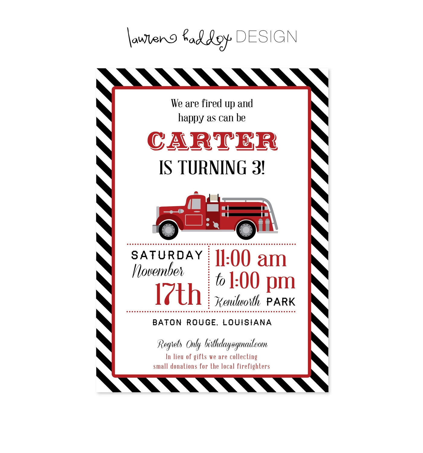 Fireman Birthday Party INVITATION Il_570xn