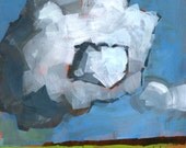 Original acrylic semi-abstract landscape painting - Big clouds over hot fields