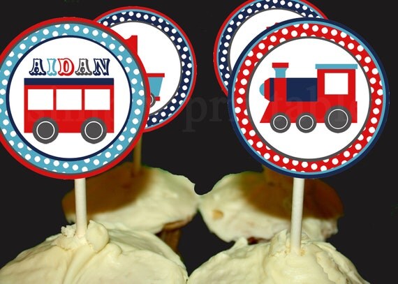 PRINTABLE Train Cupcake Toppers (Digital File) Il_570xn