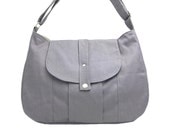 gray cotton canvas messenger bag / shoulder bag / everyday bag / diaper bag / cross body bag - 6 pockets