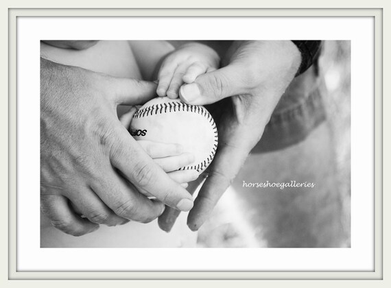 8x10 Fine Art Nursery Photography Title Daddy Baby Baseball