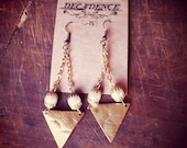 Brass Triangle & Pearl Earrings