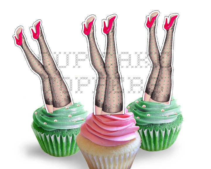 Red- Bridal Shower Cupcake Topper Kit