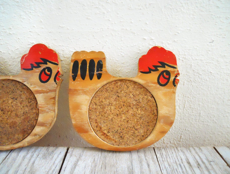 Trio of Vintage Hen Coasters