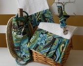 Turquoise Paisley Handmade Towel, Gift Idea, Home Decor, Bathroom Accessory, Kitchen and Cooking Towel, Housewares Kitchen Accessory
