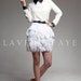 Couture White Goose Feather Knee Skirt - Laveder Faye