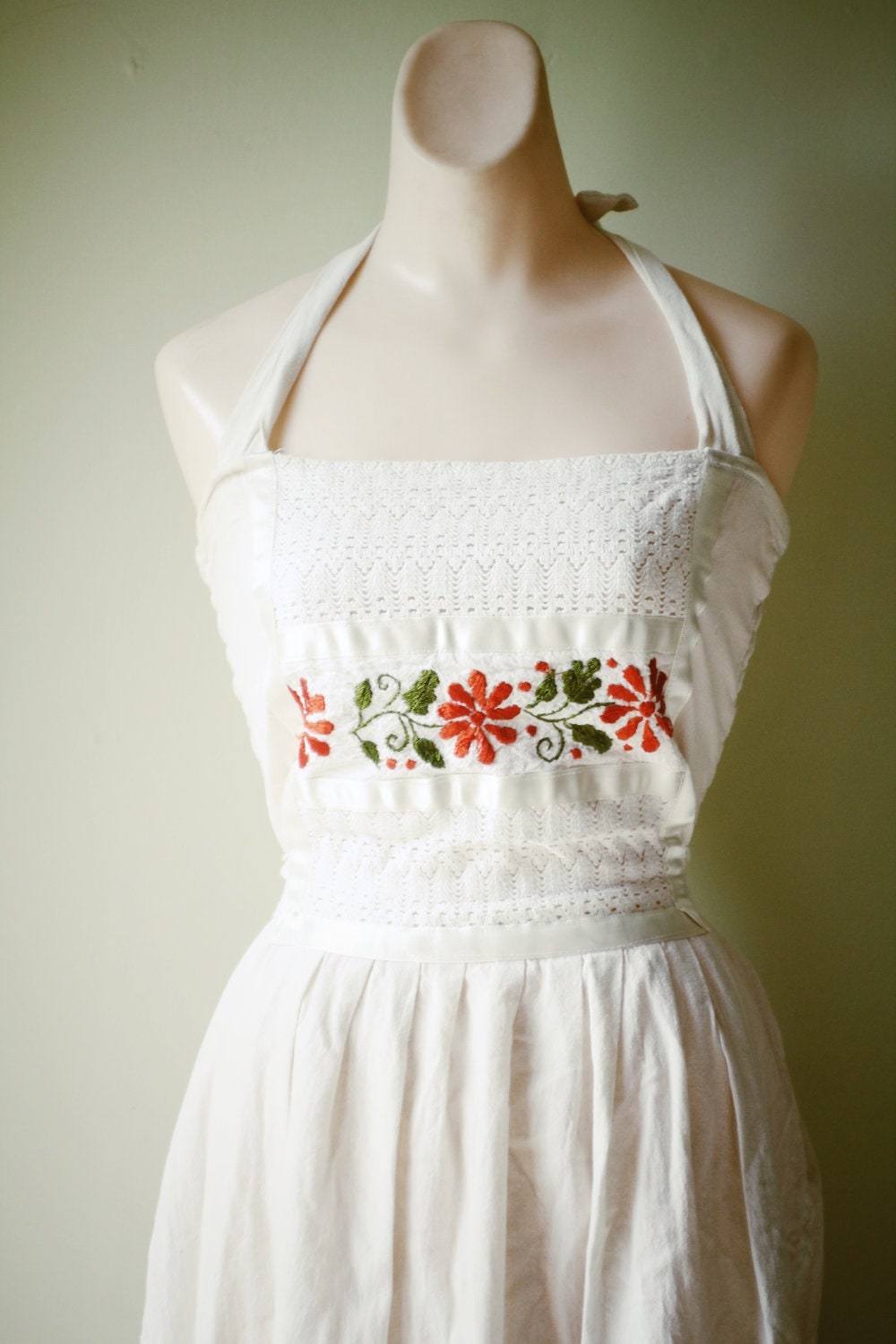 70's Cotton Embroidered Sun Dress