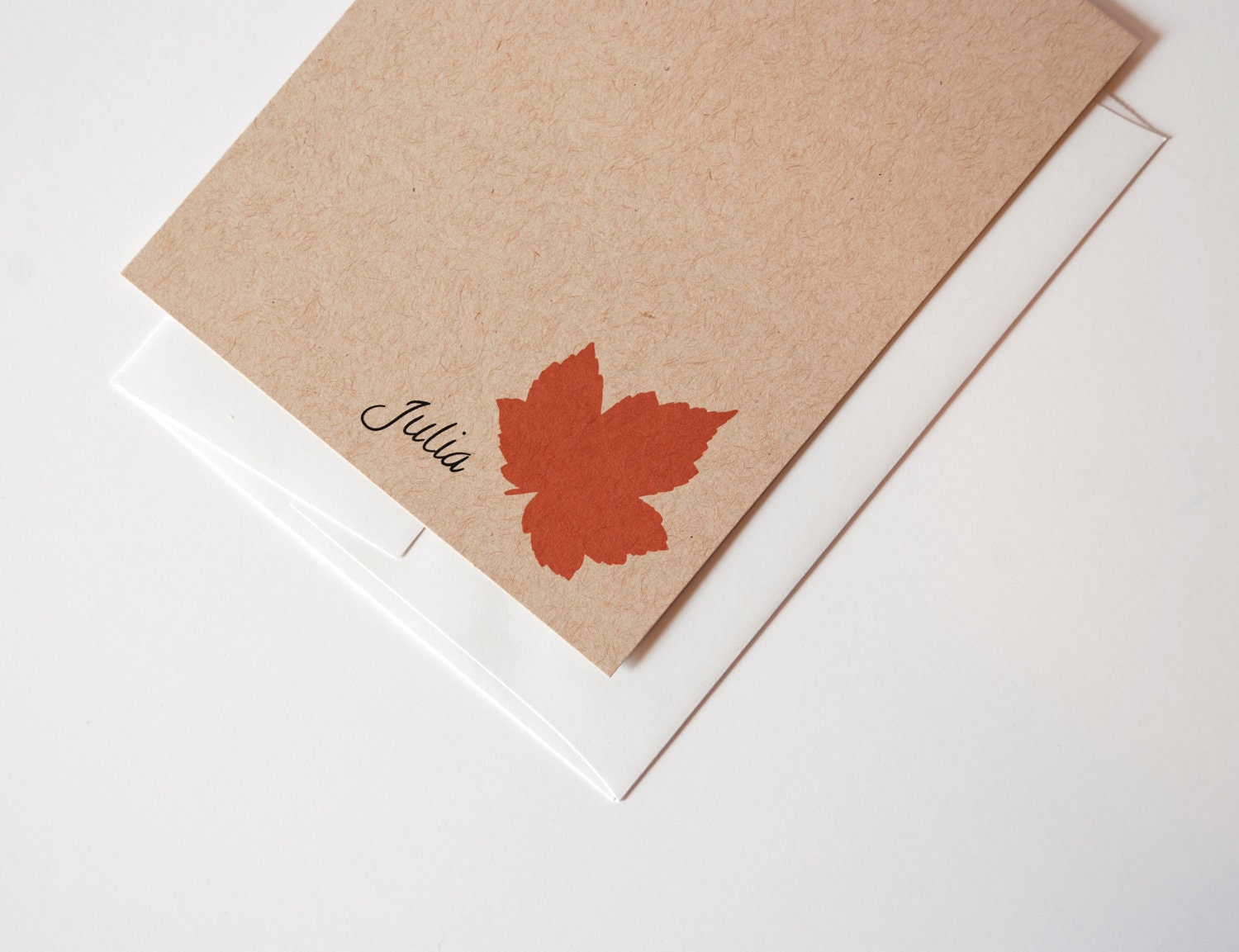 Autumn Leaf Personalized Stationery Note Cards Set of 8