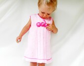 Hand knitted children dress, sleeveless pink, autumn-winter fashion, girl fashion, Ready to Ship