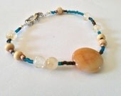 Brown and Teal Beaded Bracelet
