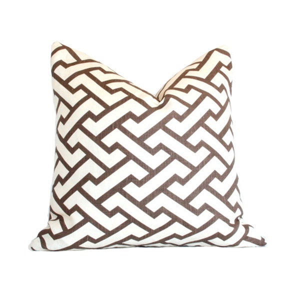 Aga Quadrille Brown Designer Pillow Cover 17x17 (single-sided) 