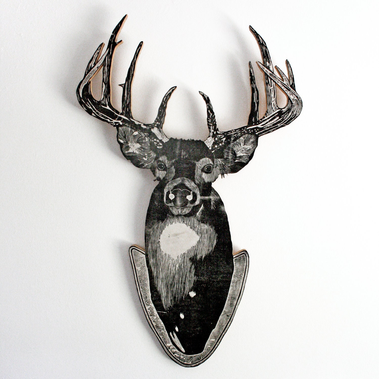 Uncle Randy's Deer Woodcut Sculpture Print