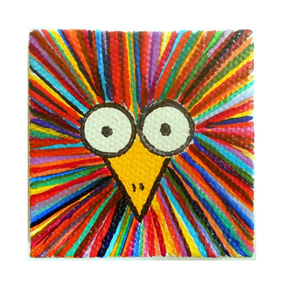 Mini Woo Bird original mini painting 2"x2"