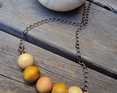 Neutral Fall Fashion Necklace Natural Wood Beaded Everyday Simple Modern Jewelry Autumn Accessories