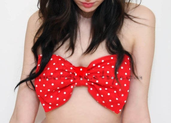 Red and White Dots Bow Bandeau Set