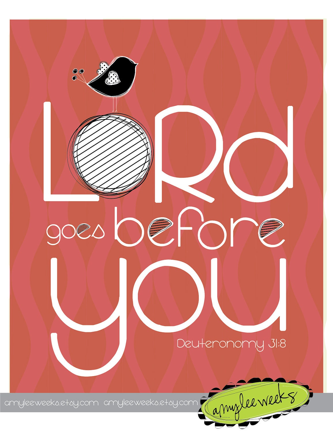 Scripture Art, The Lord Goes Before You, Christian art print (size-5x7)
