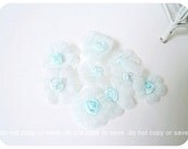 Light blue chiffon & rolled Ribbon flower / pack