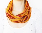 SCARF // Burguny Orange Infinity Eternity Scarf Noodle Scarves Cotton Fashion Neckwarmer Circle Necklace Chunky Cowl