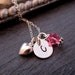 Personalized Baby Shower Gift , Hand Stamped Jewelry, Initial Necklace, Monogram Necklace, Sterling Silver, Custom Birthstone & Heart