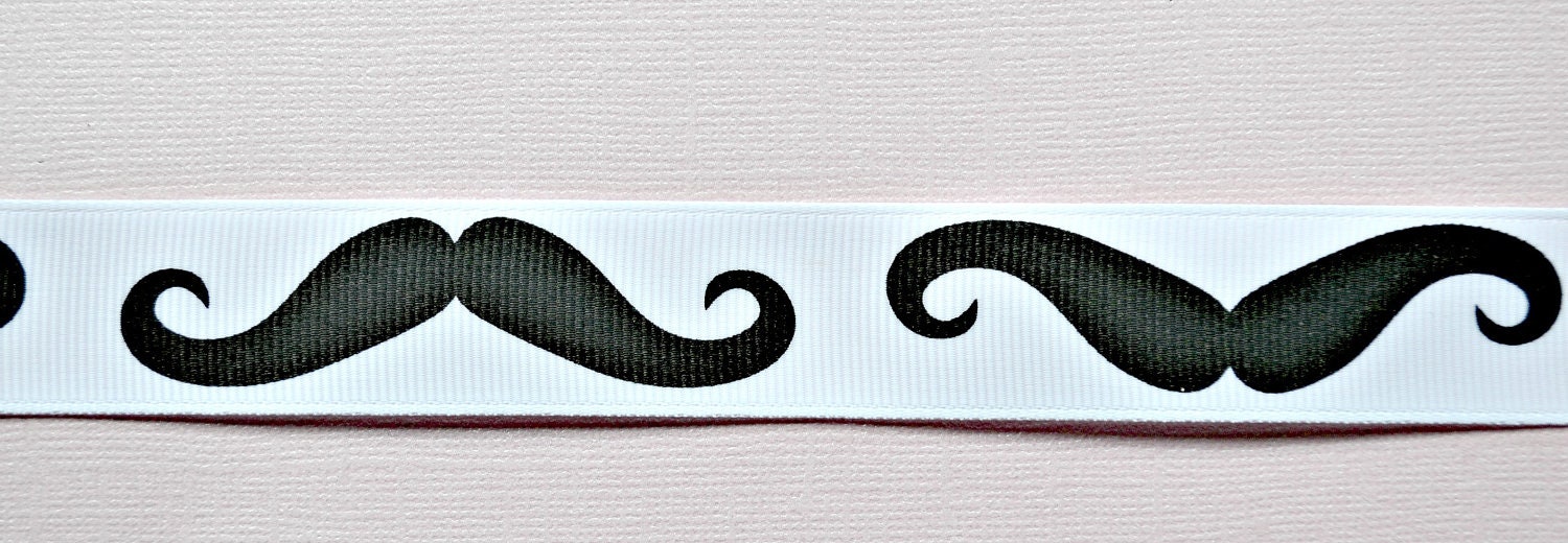 Black Mustaches on 7/8" grosgrain ribbon- Movember Il_170x135