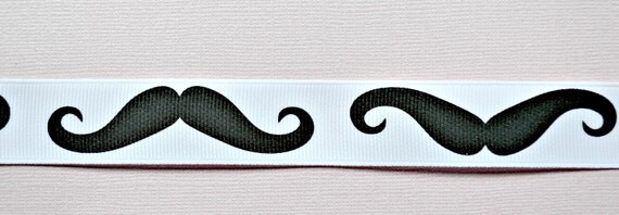 Black Mustaches on 7/8" grosgrain ribbon- Movember Il_570xn