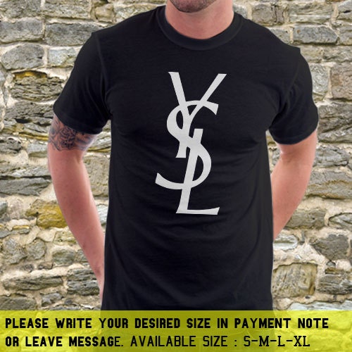 White Color YSL Fashion Icon Logo Black T-Shirt FL09M